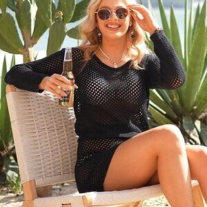 Women's‎ Swimsuits Cover Ups Crochet Pullover Top and Skirt